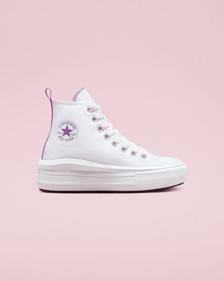 Girls' Converse Chuck Taylor All Star Move High Top Platform Shoes White / Purple / White | AU 3915CM